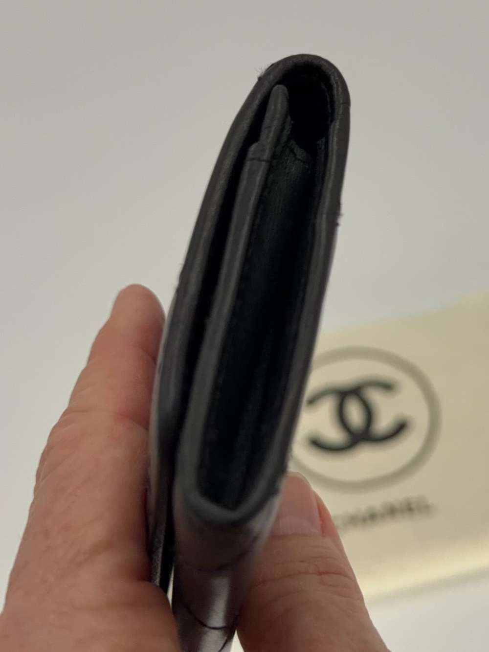 🖤🩷CHANEL Black Cambon CC Flap Card Holder Wallet w/Dust Bag and Entrupy COA - Picture 5 of 11